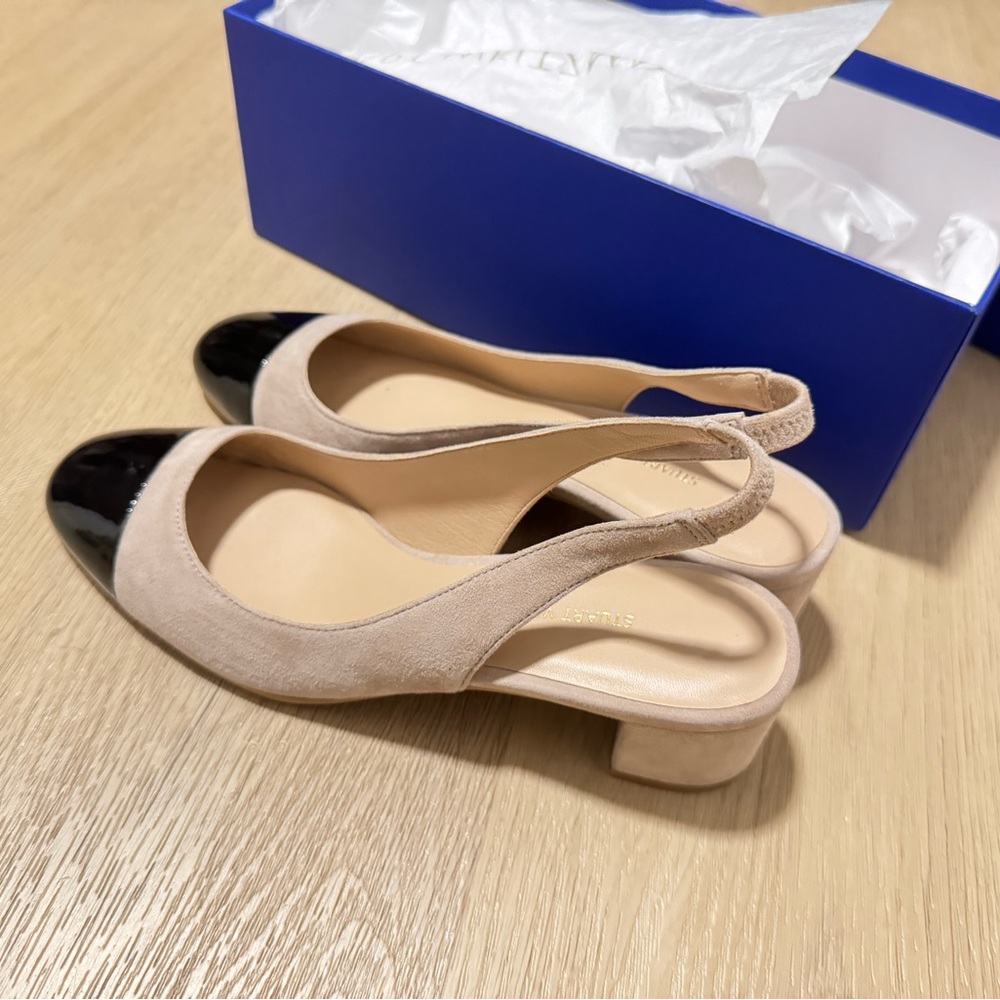 Stuart Weitzman Addy Suede & Patent Leather
Slingback Pumps